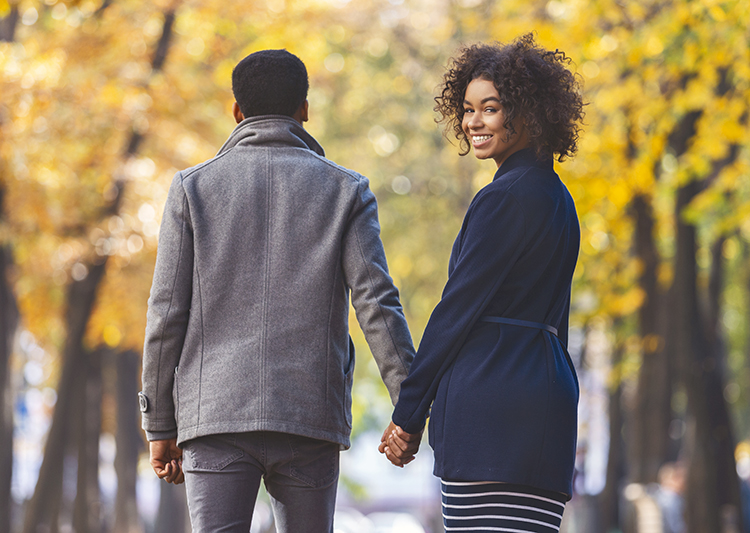 Couple walking in autumn