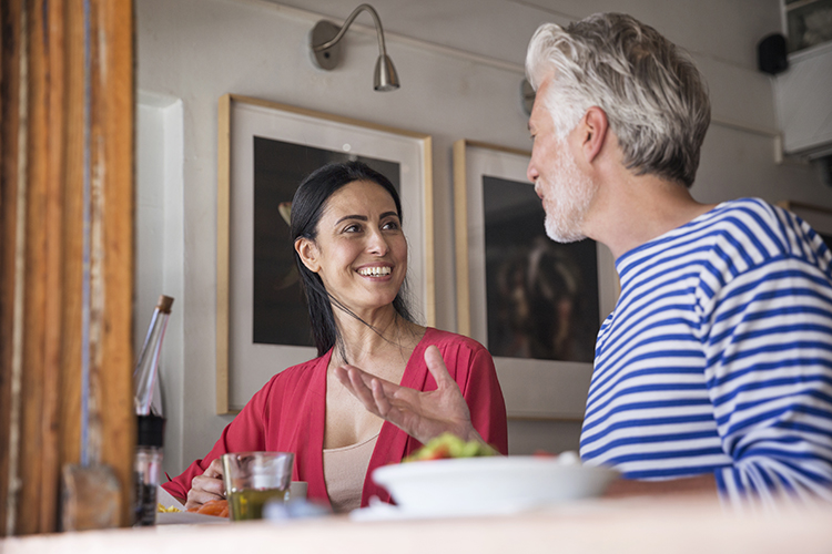 Couple meeting in cafe